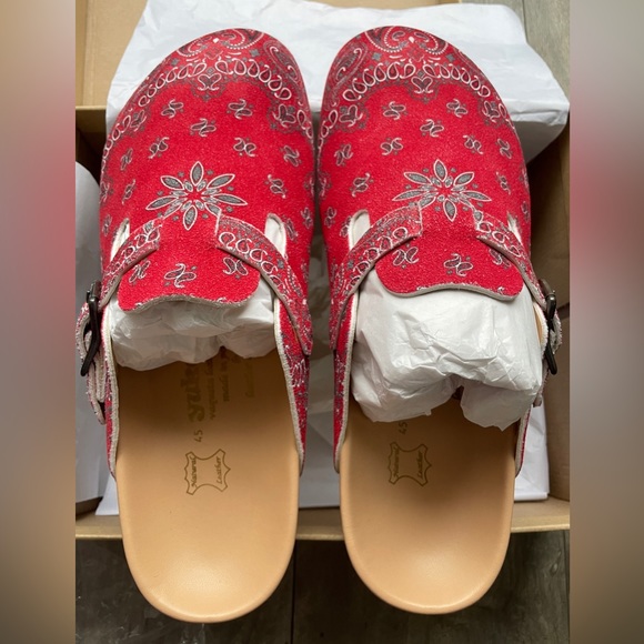 NEW 44/45 11/12 US Yuketen SAL 1 Red bandana suede leather sandals Crepe - Picture 2 of 16